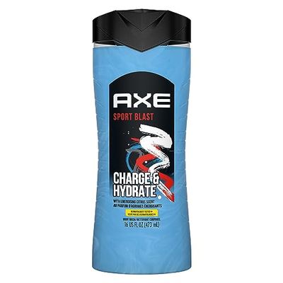 AXE Body Wash Charge and Hydrate Sports Blast Energizing Citrus Scent Men&#39;s Body Wash 100 percent Recycled Bottle 16 oz