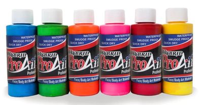 ProAiir Face and Body Painting Makeup - Set of 6 Atomic UV Colors - 1 oz (30ml)