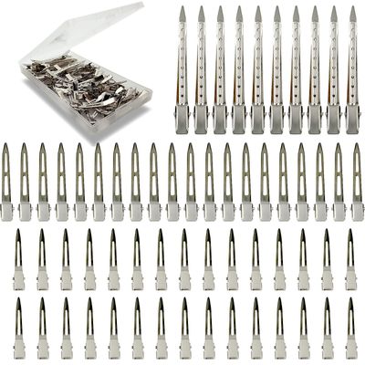 Silver Metal Duck Billed Hair Clips Set - Alligator Roller Clips for Women&#39;s Long Hair Sectioning and Pin Curls, with Case