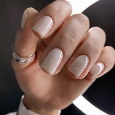 Modelones White Press on Nails, Short Square Fake Nails, Reusable Nail Kit with Nail Glue Adhesive Tabs Mini Nail File, Nails Press Ons 32Pcs16 Sizes, Valentine Gift