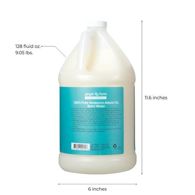 Ginger Lily Farms Salon Formula 100% Pure Morocco Argan Oil Body Wash for All Skin Types, 100% Vegan &amp; Cruelty-Free, 1 Gallon (128 fl oz) Refill
