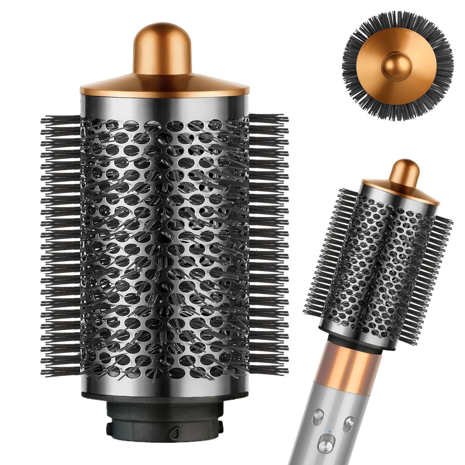 YTCHYYSK Large Round Volumizing Brush for Dyson Airwrap Attachments, NickelCopper, Bigger Oval Volumizer for Fluffy Styling