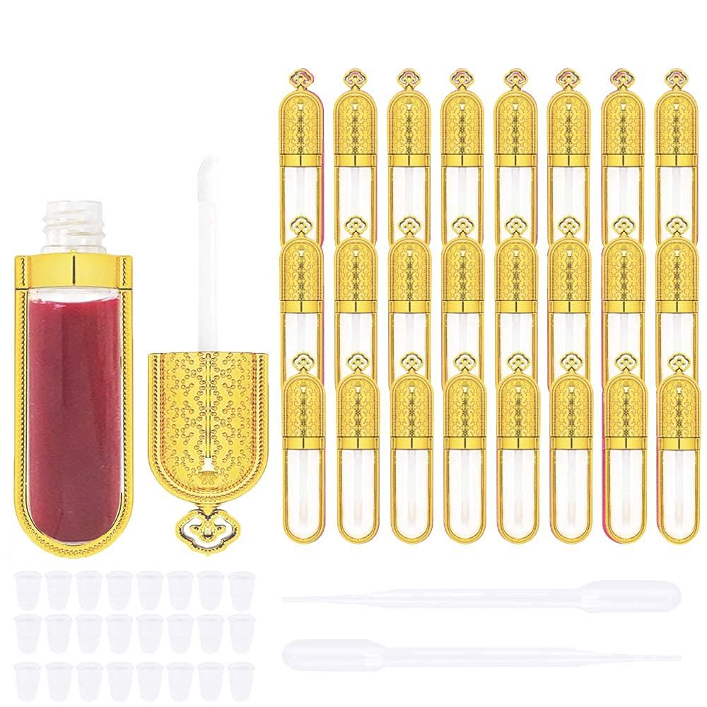 COSIDEA 24 PCS Refillable Empty 5ml GOLD Crown Lip Gloss Tubes with WandCute Lipgloss Containers DIY Lip Gloss Making Kit Container Bulk Wholesale