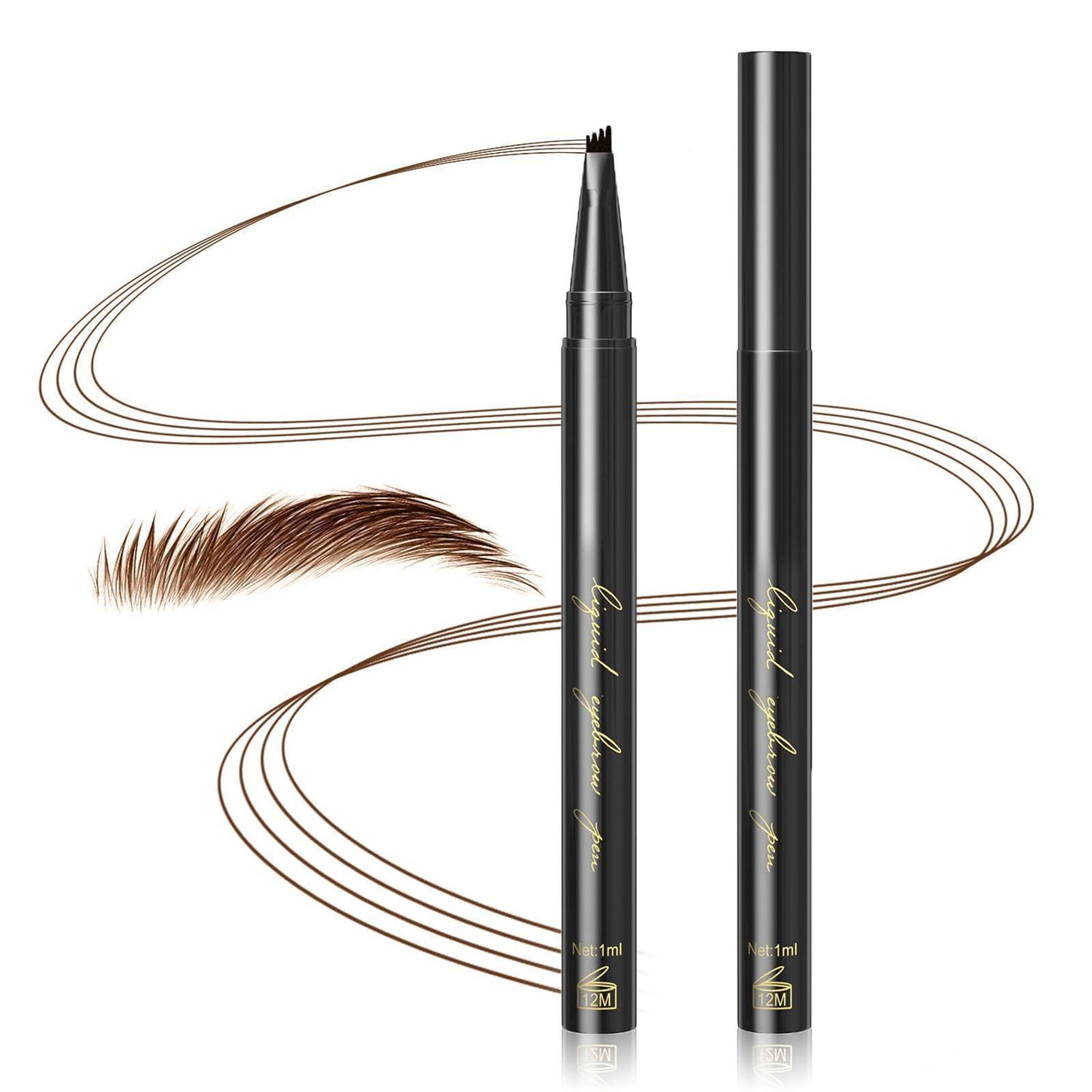Eyebrow Pencil Microblade Eyebrow Pen - Liquid Brow Pencil with 4 Micro-Fork Tip, Waterproof Eyebrow Long-Lasting, Smudge-Proof Eyebrow Makeup, Full Eyebrow Hair Stays on All Day (Dark brown)