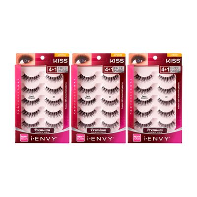 i-ENVY 5 Pairs Demi Wispies False Lashes Multi Pack Natural Look Premium 100% Human Hair Fluffy Eyelashes, Volume &amp; Curl, Lightweight, Comfortable, Reusable (3 PACK)