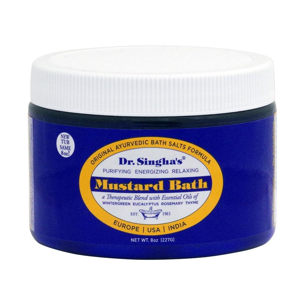Dr. Singha&#39;s Mustard Bath Salts, Therapeutic Bath Detox - Relaxing Bath Soak for Sore Muscles, Restless Nights, Aches, Stress &amp; Tension (8 Ounce)