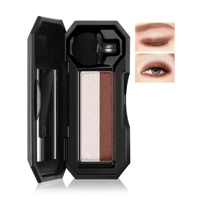 Boobeen 2 Color Eye Shadow, Portable Dual-Color Glitter Eyeshadow Palette Highly Pigmented Powder Eyeshadow Waterproof and Smooth Texture, Long Lasting For Eye Makeup (1#)