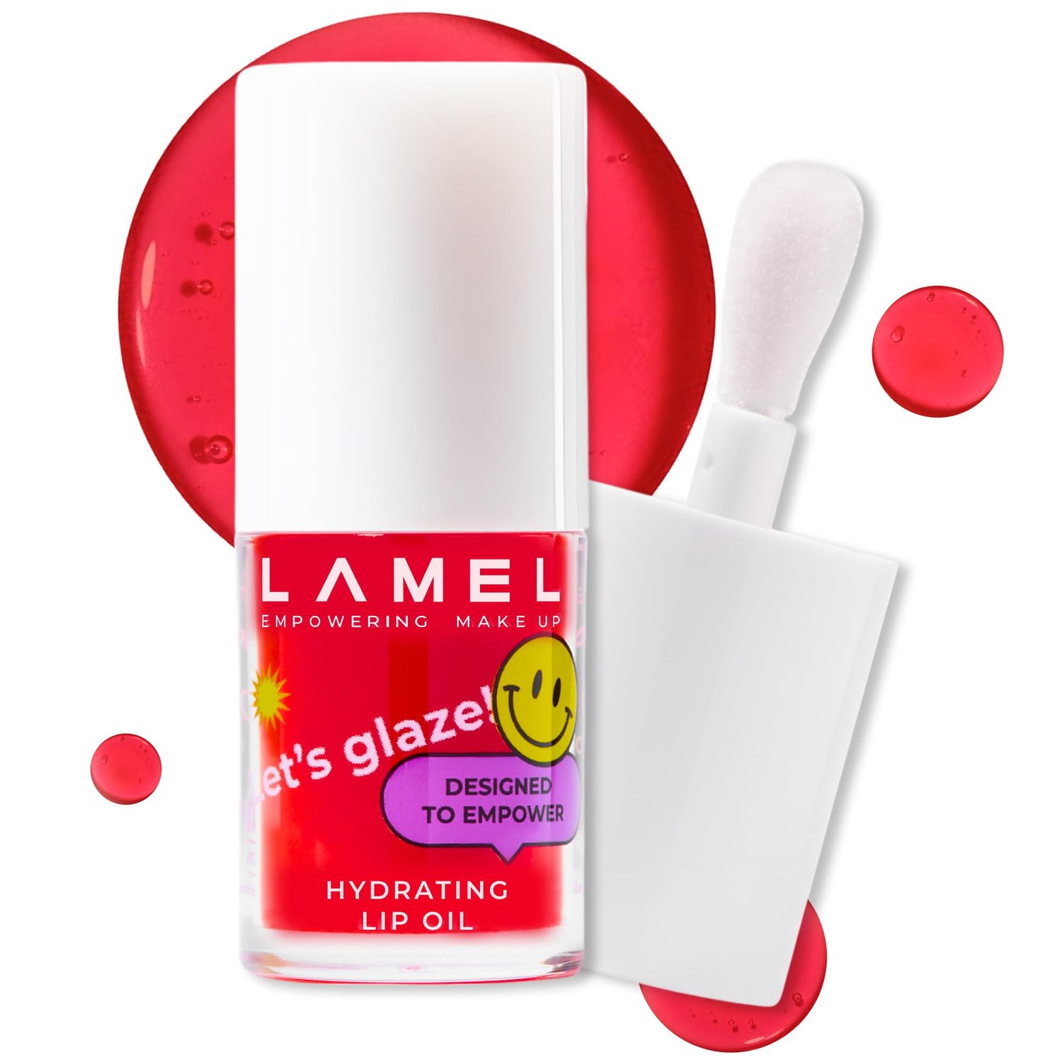 Lamel Hydrating Lip Oil LETS GLAZE - Hydrating Lip Gloss Flavoring Oil - Fat Oil Lip Gloss - Hydrating Lip Oil Treatment - Plumping Lip Oil Gloss - Clear Lip Gloss - 403 Sweet Cherry