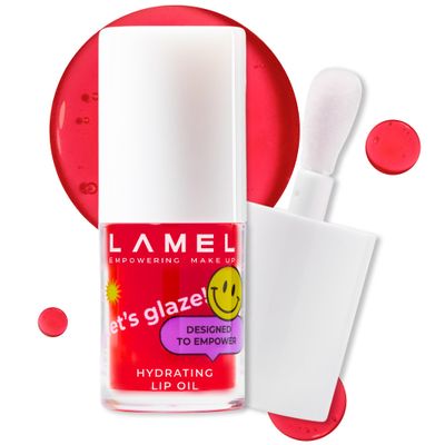 Lamel Hydrating Lip Oil LETS GLAZE - Hydrating Lip Gloss Flavoring Oil - Fat Oil Lip Gloss - Hydrating Lip Oil Treatment - Plumping Lip Oil Gloss - Clear Lip Gloss - 403 Sweet Cherry