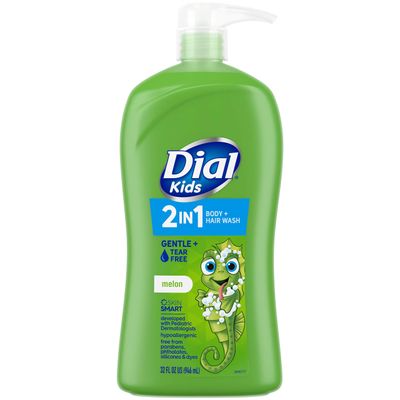 Dial Kids all in one hair, body wash and bubble bath, Tear free and gentle on skin, Melon Scent, 32 fl oz