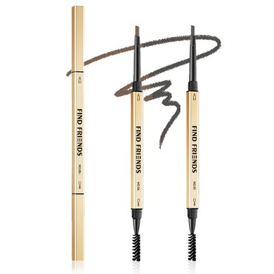TORMEN 2PCS Micro Brow Pencil, Waterproof,Fine, Dual-Ended with Retractable Tip and Spoolie Brush Creates a soft brow contour Natural Finish for everyday or special occasions (Gray &amp; Light Coffee)