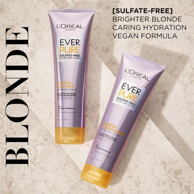 L'Oreal Paris Blonde Sulfate Free Shampoo and Conditioner for Color-Treated Hair, Neutralizes Brass  Balances, EverPure, 8.5 Fl Oz, Set of 2