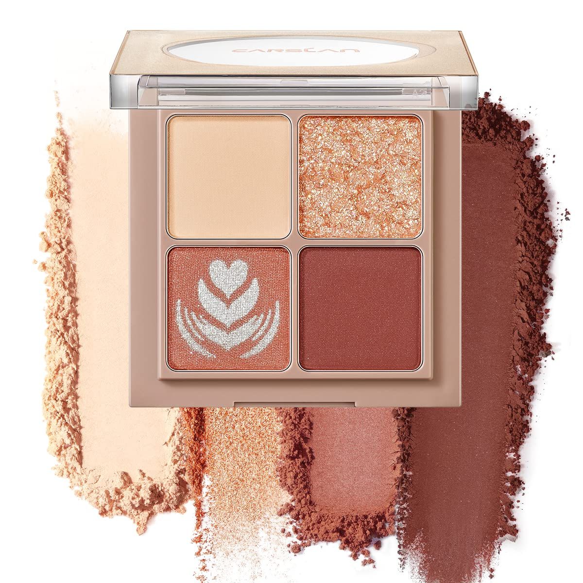 CARSLAN 4 Color Eyeshadow Palette Makeup Set, Nude Neutral Eye Makeup, Matte Naked Eyeshadow Palette, Glitter Shimmer Eyeshadow Contour Palette,Great for Travel, 02