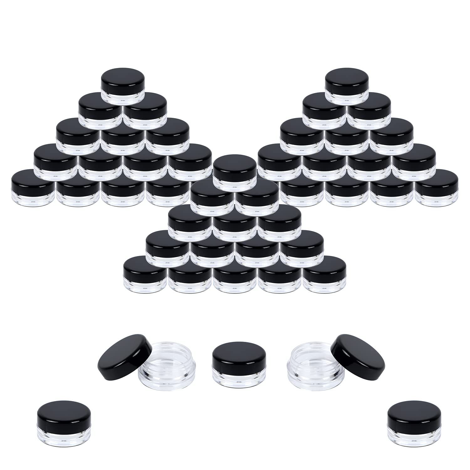 Houseables Sample Containers, Sample Jars, Lip Balm Containers, 3 Gram, 50 PK, Cosmetic Containers, Makeup Containers, Small Powder Container, Small Cosmetic Jars, Tiny Containers with Lids, BPA Free