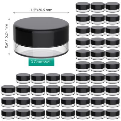 Houseables Sample Containers, Sample Jars, Lip Balm Containers, 3 Gram, 50 PK, Cosmetic Containers, Makeup Containers, Small Powder Container, Small Cosmetic Jars, Tiny Containers with Lids, BPA Free