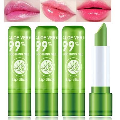 WYBLZPXZ 4 Pcs Aloe Vera Lipstick,Long Lasting Lip Care Nutritious Plumper Lip Balm Moisturizer Magic Temperature Color Change Lip Gloss