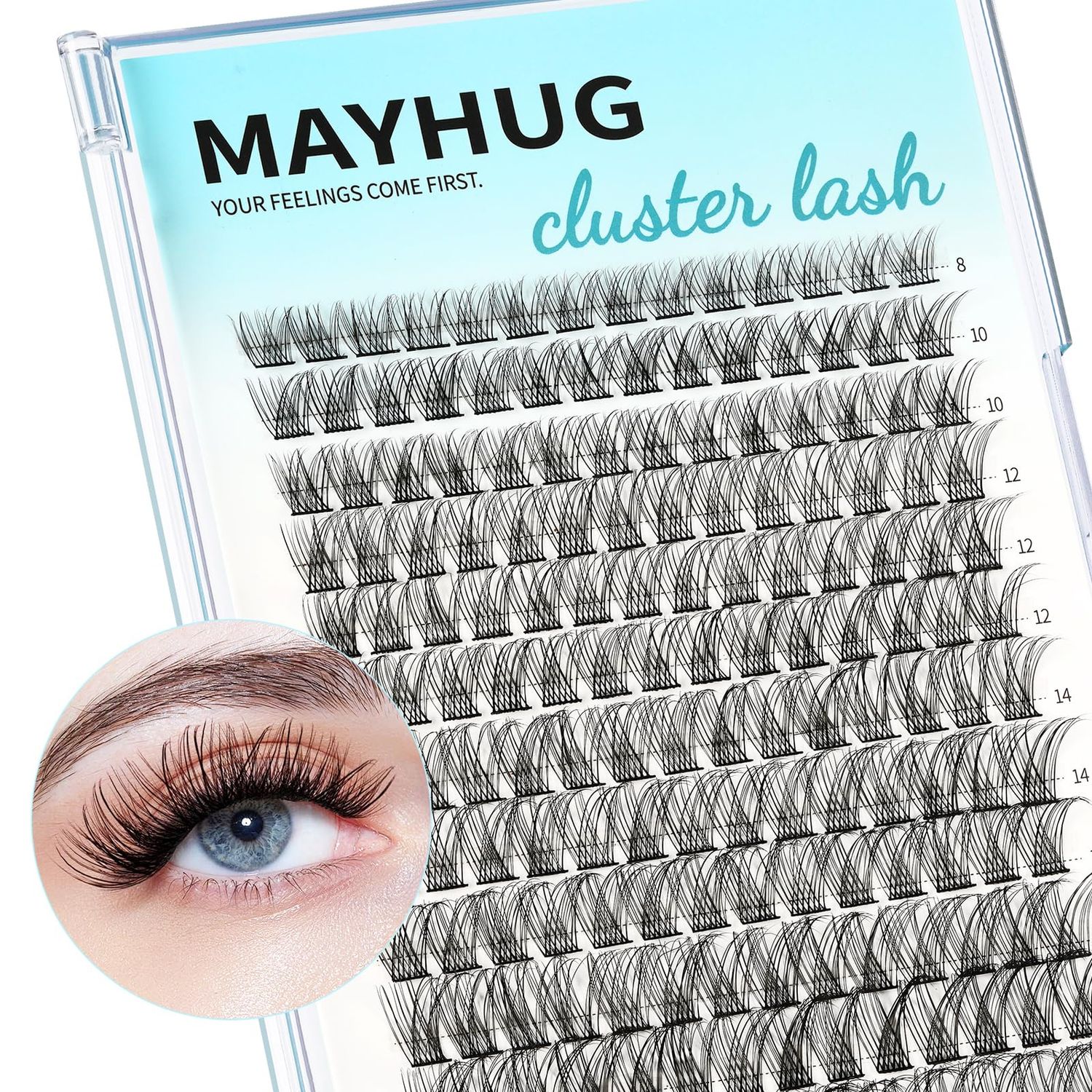 Mayhug Lash Clusters Wispy Cluster Eyelash Extensions 168pcs Individual Lashes 8-18mm Lash Extension DIY False Eyelashes Soft Comfortable Eyelash Clusters with Thin Band (Sleep Baby Ultra-Thin)