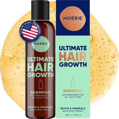 Moerie Ultimate Hair Growth Shampoo - For Longer, Thicker, Fuller Hair - Vegan Friendly Volumizing Hair Products - Paraben &amp; Silicone Free - All Hair Types - Reverse Hair Loss - 8.45 fl oz (250ml)