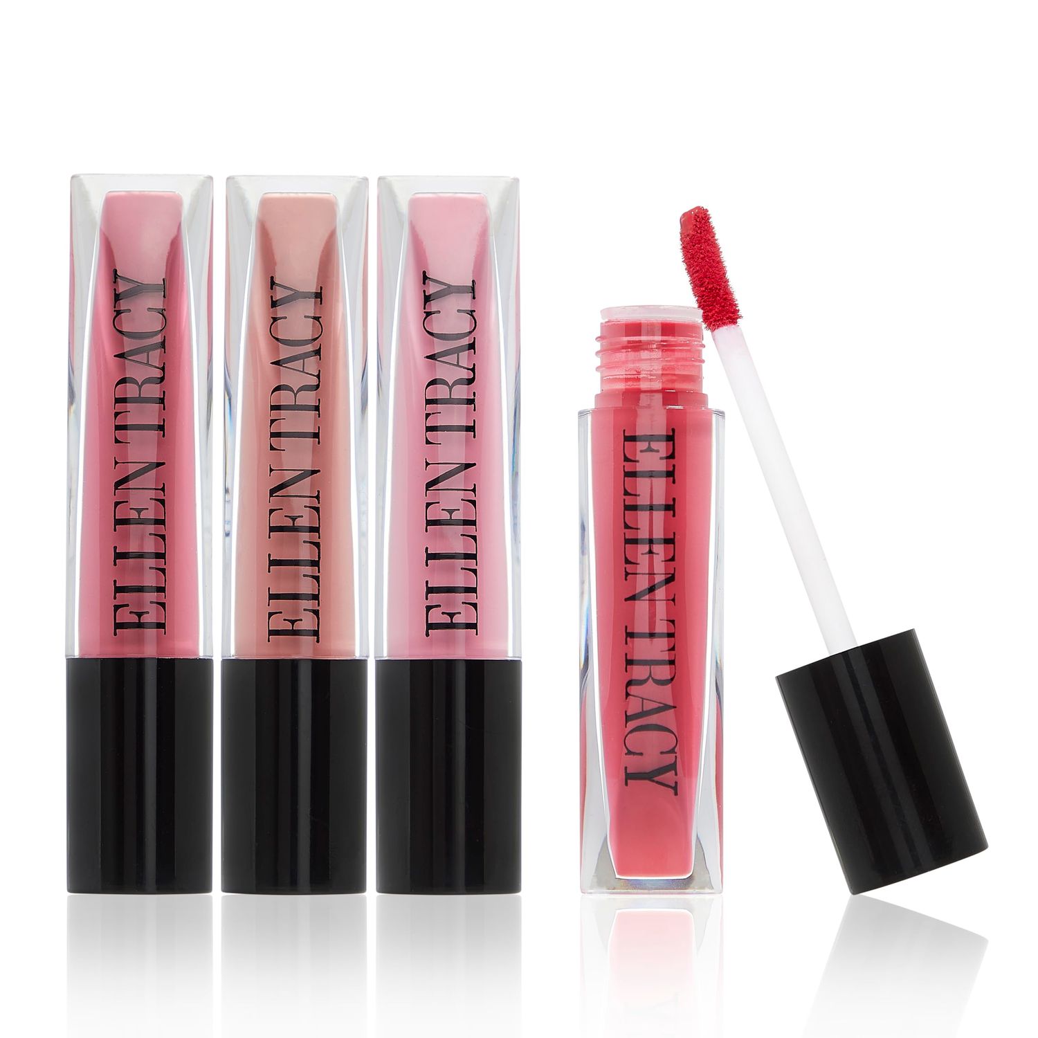ELLEN TRACY 4-Piece Ultra Matte Liquid Lip Color Set - Rosy Nudes with Long-Lasting Glamour (7.5 ml Each, 4 Gorgeous Shades)