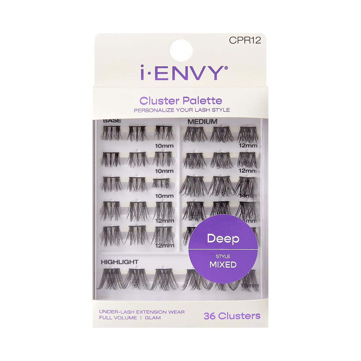 i-ENVY Cluster Palette Lash Refill, DIY Lash Makeup, Clusters False Eyelash, Varied Length, Customizable Under Lash Extension Layering (Deep Mixed Style #12)