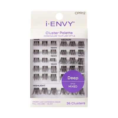 i-ENVY Cluster Palette Lash Refill, DIY Lash Makeup, Clusters False Eyelash, Varied Length, Customizable Under Lash Extension Layering (Deep Mixed Style #12)