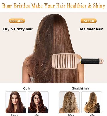 KTKUDY Detangling Brush Getting Knots Out without Pain - Boar Bristles Hair Brush Make Hair Shiny & Healthier Vented Detangler Brush for Women Men Kids Wet and Dry Hair (Gold & Green)