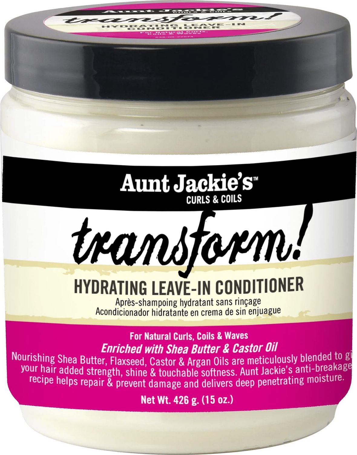 Aunt Jackie&#39;s Curls and Coils Transform Hydrating Leave-In Creme Conditioner for All Hair Types and Textures, 15 oz