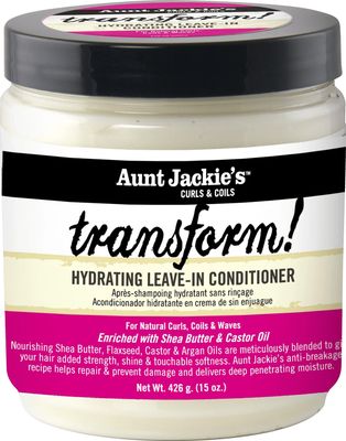 Aunt Jackie&#39;s Curls and Coils Transform Hydrating Leave-In Creme Conditioner for All Hair Types and Textures, 15 oz