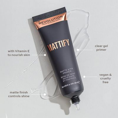 Makeup Revolution Mattify Matte and Fix Face Primer, Lightweight &amp; Translucent Formula, for a Smooth Complexion, Vegan &amp; Cruelty-Free, 0.94 Fl Oz