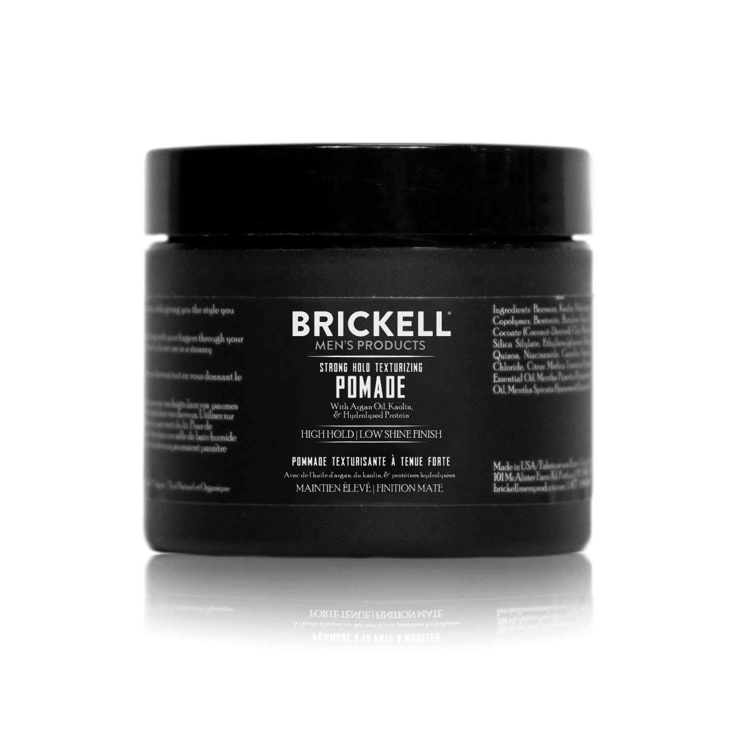 Brickell Men&#39;s Products Strong Hold Texturizing Pomade For Men, Natural and Organic, Pliable Hair Styling Fiber Pomade, 2 Ounce, Scented