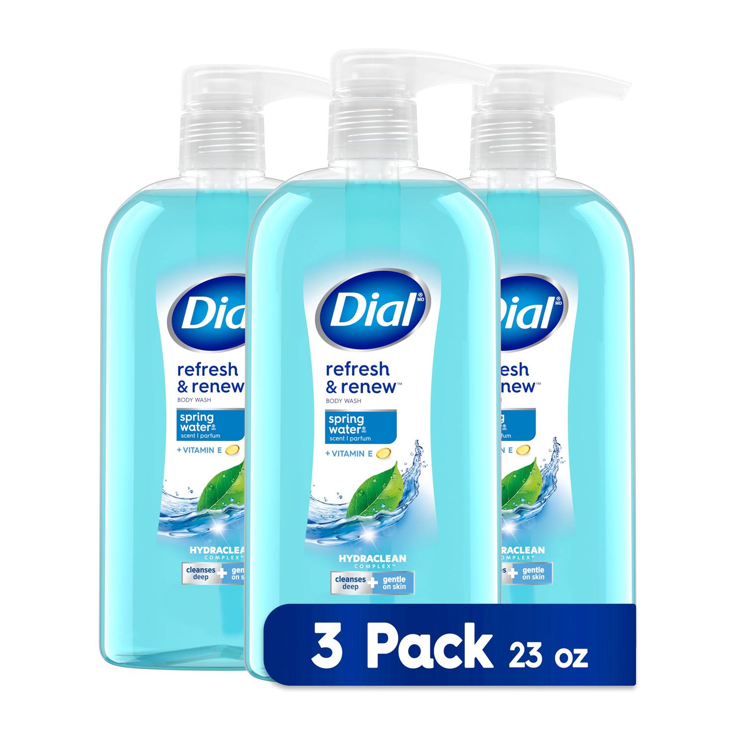 Dial Body Wash, Refresh &amp; Renew Spring Water, 23 fl oz (Pack of 3)