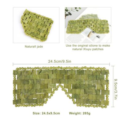Jade Eye Mask,Large Facial Cooling Mask with 100% Real Jade for Hot &amp; Cold Therapy,Green Jade Facial Eyes Sleeping Mask Relief Eye Cover