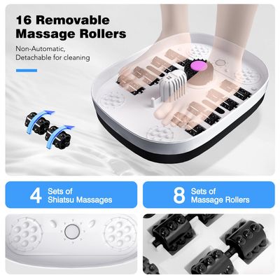 Collapsible Foot Spa Bath with Heat, Remote Control, Temperature Control, Bubbles, Pumice Stone, Red Light, Timer, 16 Massage Roller Pedicure Foot Spa Tub Foot Soaker for Soothe &amp; Relax Tired Feet