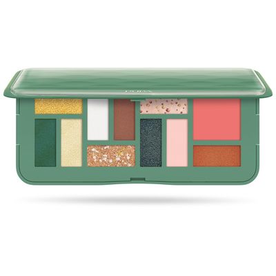 Pupa Milano Make-Up Palette M, 002 Green, 0.42 oz - Eyeshadow Palette with Matte, Shimmer, Metallic Finishes - Highly Pigmented Eyeshadow, Blush Palette - 11 Blendable Eye Makeup Shades - Talc-Free