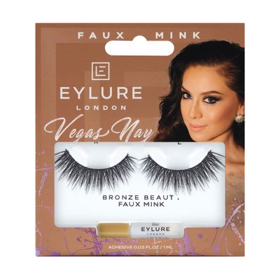 Eylure Vegas Nay Bronze Beauty False Eyelashes, Reusable, Adhesive Included, 1 Pair, Cruelty Free