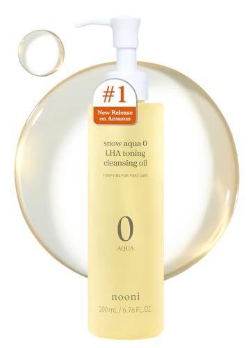 NOONI Korean Cleansing Oil - Snow Aqua 0 LHA Toning Pore Care Korean Facial Oil Cleanser, 6.76 fl.oz | Makeup Double Cleansing, Glass Skin, Eggie Skin, Blackhead Control, Pore Cleansing Oil for Face
