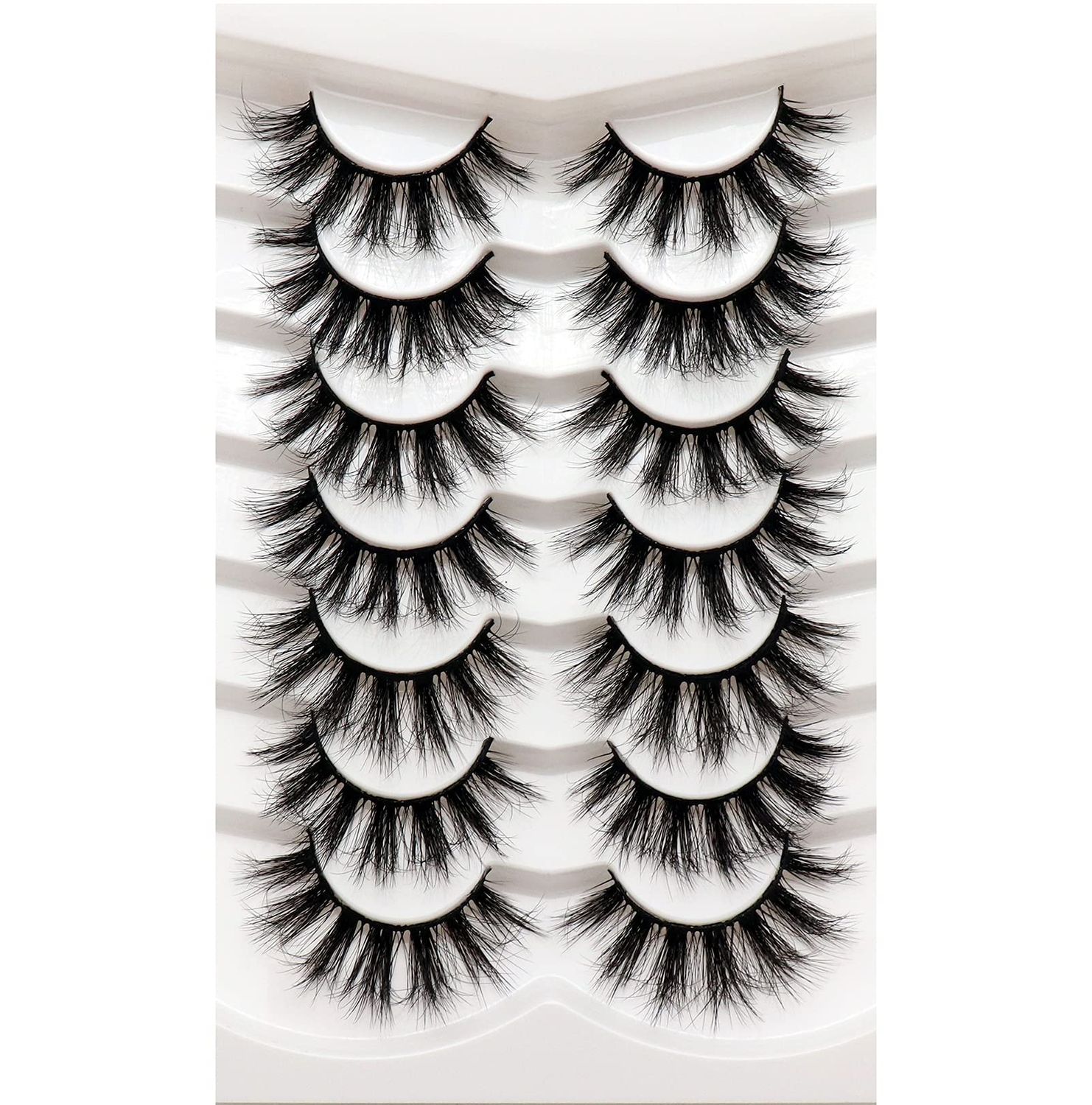 Losha Lashes Natural Fluffy Faux Mink Eyelashes Handmade Wispy Lashes 7 Pairs Pack False Lashes for Eye Makeup