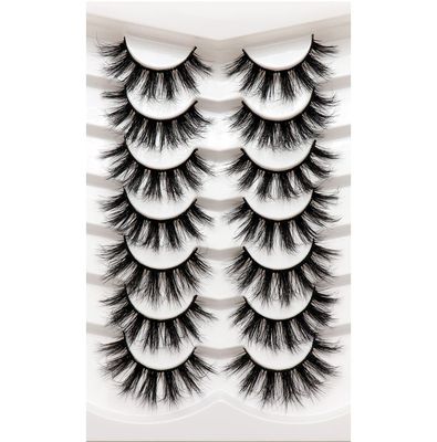 Losha Lashes Natural Fluffy Faux Mink Eyelashes Handmade Wispy Lashes 7 Pairs Pack False Lashes for Eye Makeup