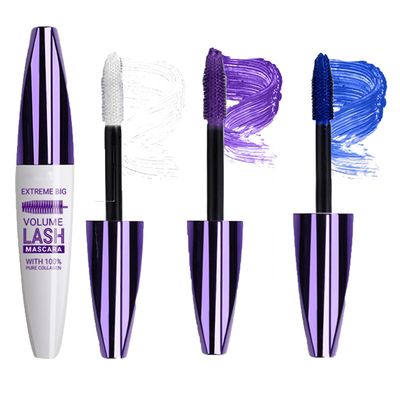 Colored Mascara for Eyelashes Set, 3 Color Mascara White Blue Purple Waterproof Long-Lasting Charming Colorful Tube Mascara Volume and Length Voluminous Party Stage Cosplay Eye Makeup for Women Men