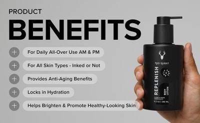 Mad Rabbit Replenish Tattoo Body Lotion - Fragrance-Free Lotion, Non-Greasy &amp; Silicone-Free, Clean Ingredients, Lightweight for Daily Use (9.5 Ounce)