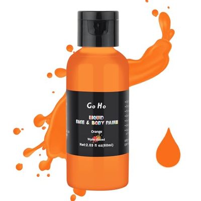 Go Ho Orange Face Body Paint(2.1 oz),Orange Makeup Water Based Face Paint and Body Paint for Airbrush Makeup,Special FX and Halloween Orange Cosplay Makeup