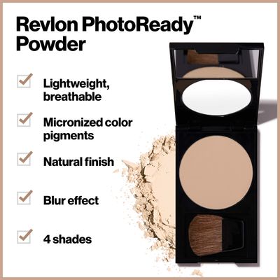 Revlon Face Powder, PhotoReady Blurring Face Makeup, Longwear Medium- Full Coverage with Flawless Finish, Shine &amp; Oil Free-Fragrance Free, 020 Light Medium, 0.30 Oz