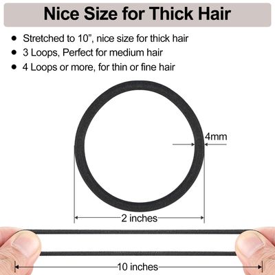 ADRIONE Black Hair Ties No damage 280 Pack, 4MM Hair Bands for Women's Hair Elastic Ponytail Holders No Damage Hair Ties Elastic Hair Ties Bulk Hair Ties for Women Pony Tails Hair Ties for Thick Hair