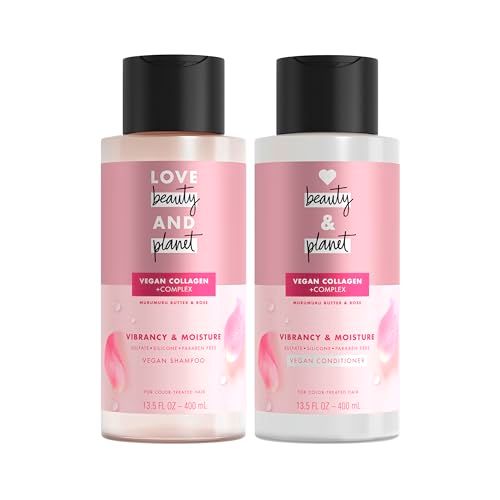 Love Beauty and Planet Shampoo &amp; Conditioner Murumuru Butter &amp; Rose 2 Count for Color-Treated Hair Shampoo and Conditioner Silicone Free, Paraben Free and Vegan 13.5 oz