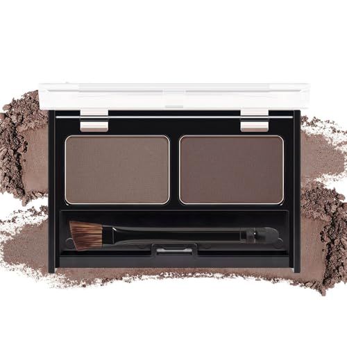 Eyebrow Powder Medium Brown Kit,Eye Brow Powder for Women Long-Lasting Waterproof Two Colors Brow Filler Get Full Defined Natural Brows,Eye Brow Contour Palette with Double-ended Eyebrow Brush