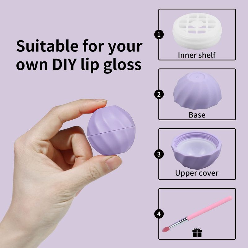 LONGWAY 0.24Oz (7ml) Empty Lip Balm Sphere Containers | Screw Cap Lipstick TubesChapstick TubesChapstick Holder for Lip Gloss &amp; BPA FREE (Pack of 10 (Light Purple)