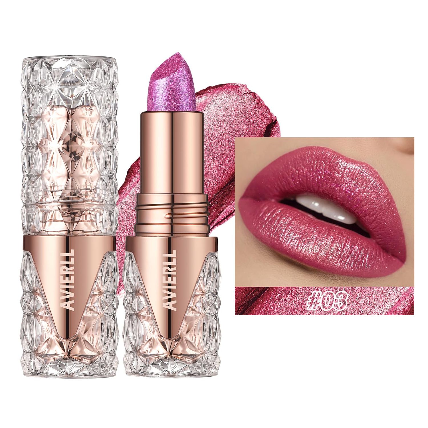 DLZZRS Starry Mermaid Lipstick, Shimmer Pearl Metallic Lustre Super flash Lipstick, High Pigment, Silky Smooth, Nourishing Moisturizer Long Makeup Lasting Waterproof Sparkling Lipstick (03#)