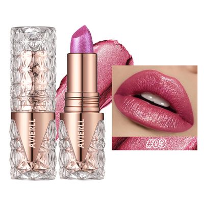 DLZZRS Starry Mermaid Lipstick, Shimmer Pearl Metallic Lustre Super flash Lipstick, High Pigment, Silky Smooth, Nourishing Moisturizer Long Makeup Lasting Waterproof Sparkling Lipstick (03#)
