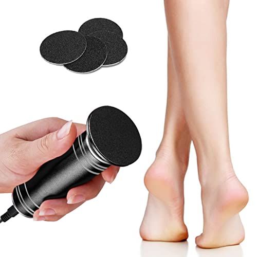 krofaue Upgrade Electronic Foot File Grinder (Speed Adjustable) with 60pcs Replacement Sandpaper Disk, Electric Callus Remover Professional Pedicure Tool for Men Women Dead Cracked Hard Skin Calluses