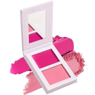 Pink Blush for Cheeks, Richly Pigmented Mineral Rubores De Maquillaje Duo Blush Palette for Women and Girls, Moisturizing Blendable Buildable Pinkness Korean Blusher, Waterproof Talc Free (PINK 05#)